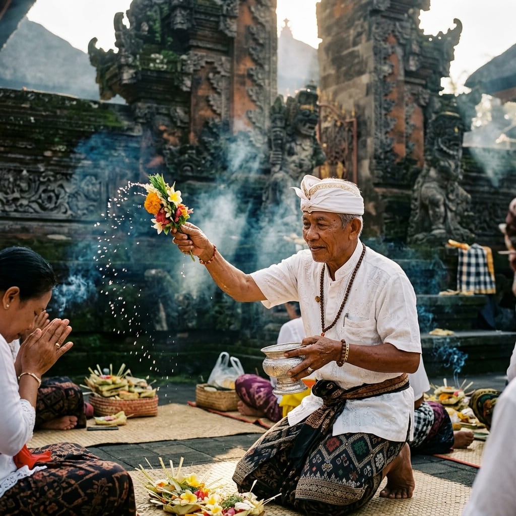 Why Do Balinese People Sprinkle Holy Water?